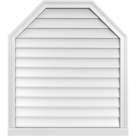 Ekena Millwork Octagonal Top Surface Mount PVC Gable Vent w/ 2"W x 2"P Brickmould Sill Frame, 32"W x 36"H GVPOT32X3603SN